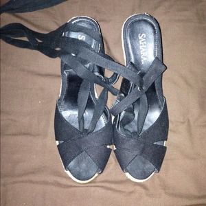 Black wedge sandal