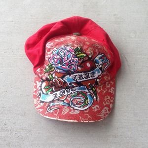 Ed Hardy Red Sparkly SnapBack Hat