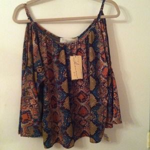 Vintage Havana python print cold shoulder blouse