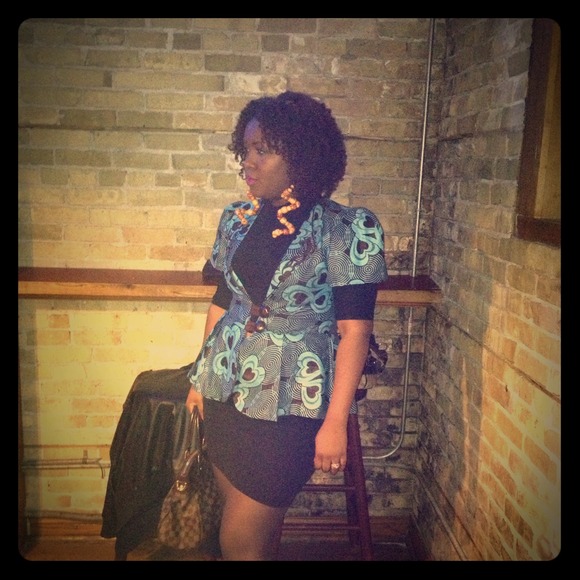 African print Peplum blazer