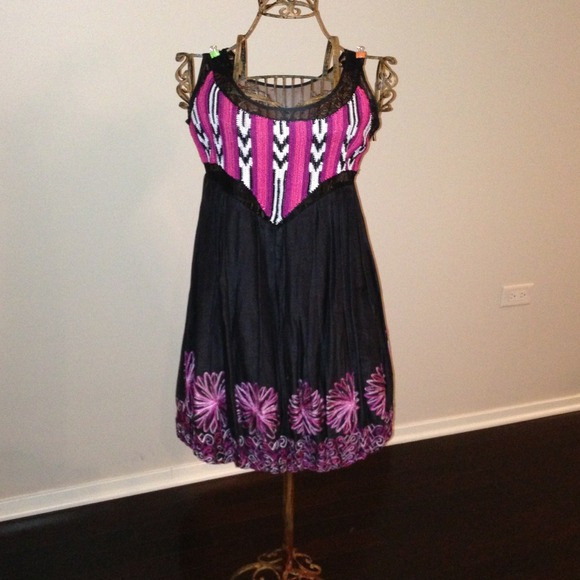 Black floral lace dress