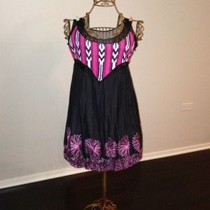 Black floral lace dress