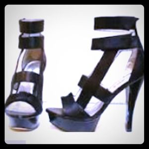 Black Satin Sandals 5inches
