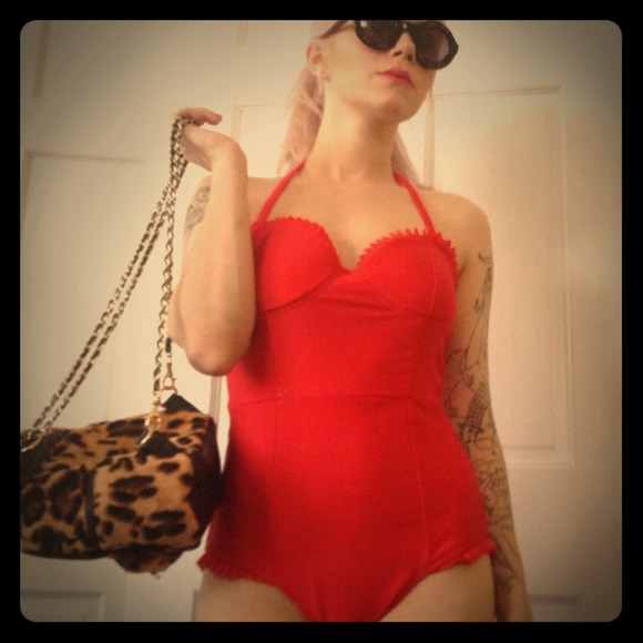 Motel Rocks Red Pin Up Swimsuit