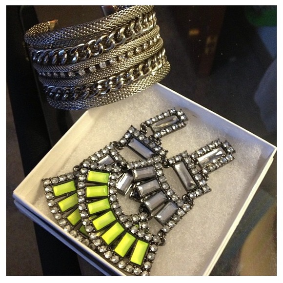 Neon yellow bottom earring bracelet for extra $15