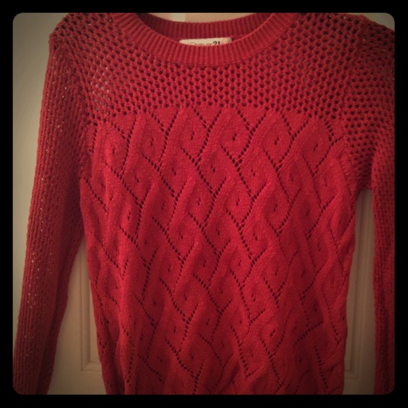 Crochet knit burgundy sweater - Picture 1 of 2