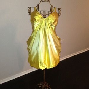 Yellow cocktail dress.