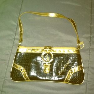 Baby Phat Black and Gold mini shoulder bag