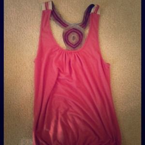 **sold in bundle** pink tank top with back detail