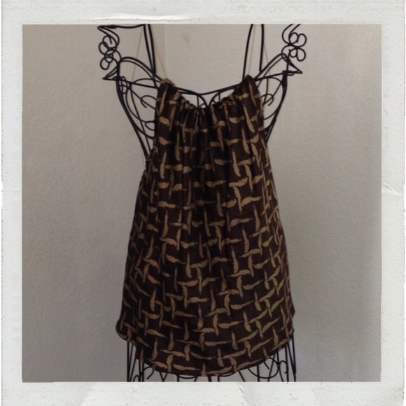 'William B' silk tank w/ golden straps - Picture 1 of 4