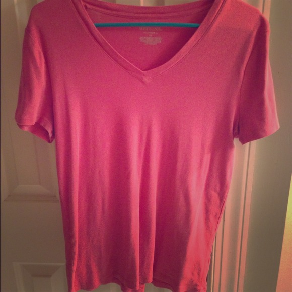 👚Simple Light Coral V-Neck Top