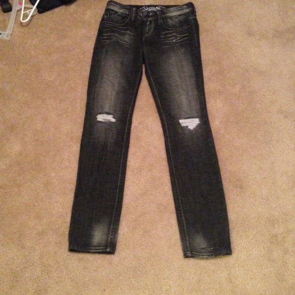 SOLD Express black distressed skinny jeans size