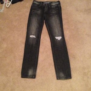 SOLD Express black distressed skinny jeans size