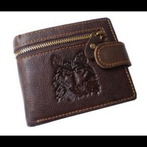 Men's leather wolf wallet