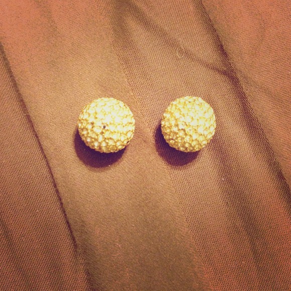 Authentic Michael Kors Pavé Ball Gold Earrings
