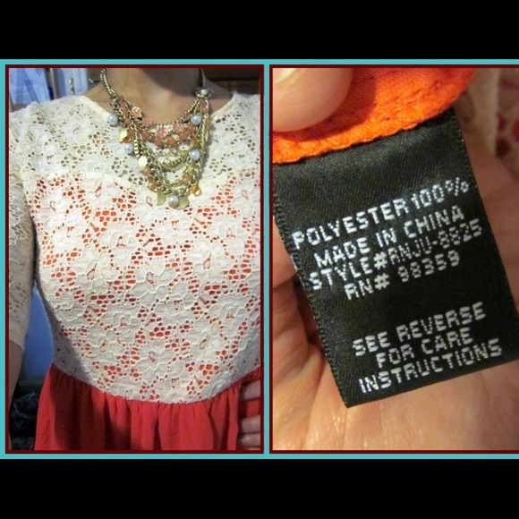 New lace orange dress size Large. - Picture 2 of 4