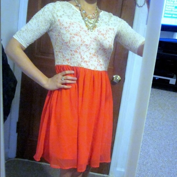 New lace orange dress size Large. - Picture 3 of 4