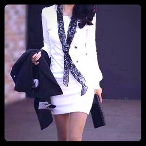 NEW- Scoop neck white button dress