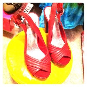 Red Peep toe Heels