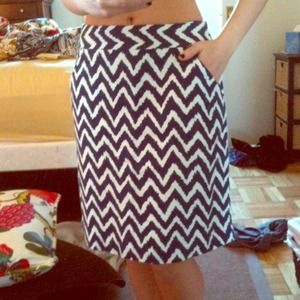 Milly navy and white chevron skirt