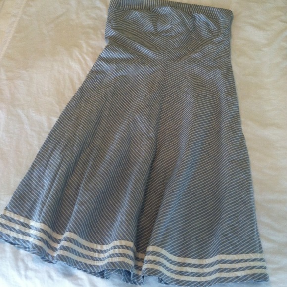 ***SOLD*** strapless blue/white striped dress.