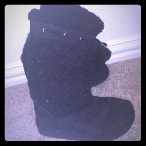 Winter black snow boots for kids