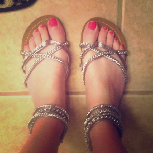 Silver gladiator sandals