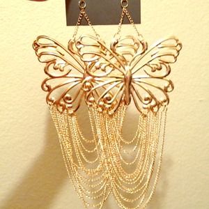 Giant Butterfly Chain Earrings
