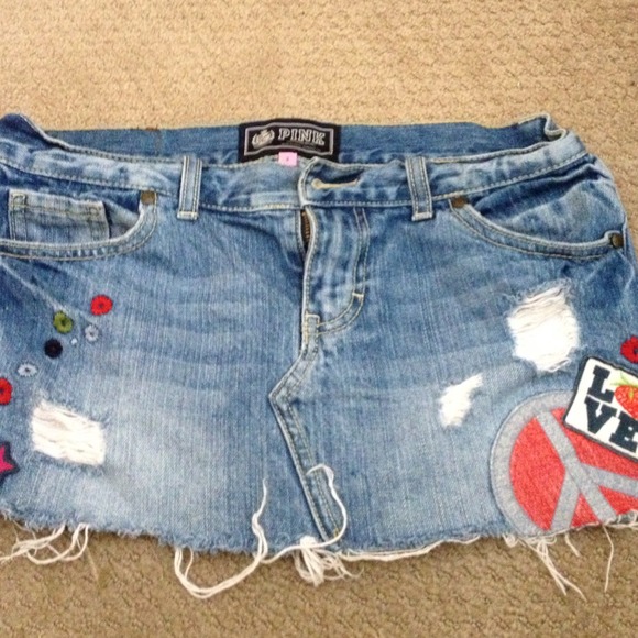 PINK jean mini skirt size 2
