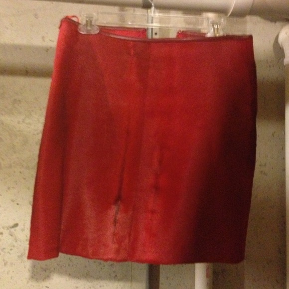 Red Pony Hair Mini Skirt