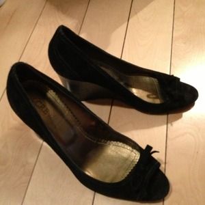 REDUCED- JCrew black wedge suede size 8 1/2