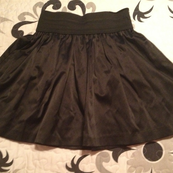 Black satan high waisted skirt