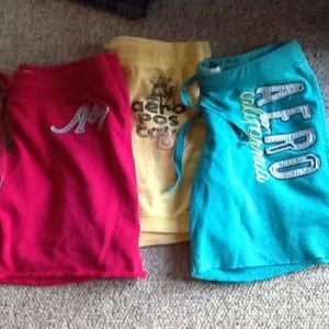 THREE PAIRS OF SHORTS 💜💙💛