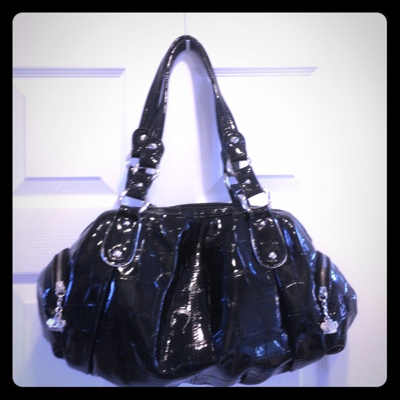 Bundle: Black purse with purple liner &grey purse