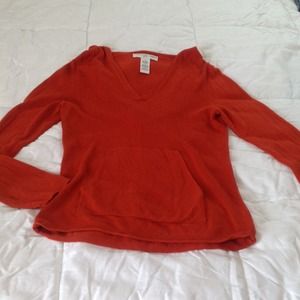 Lightweight orange v-neck hooded sweater