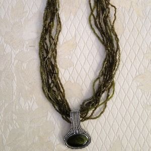 Beautiful dark olive green necklace
