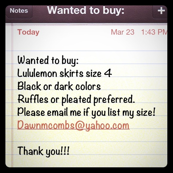 Wanted to buy Lululemon! Size 4 skirts!