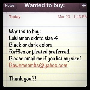 Wanted to buy Lululemon! Size 4 skirts!