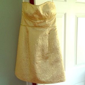 Max & Cleo gold strapless dress
