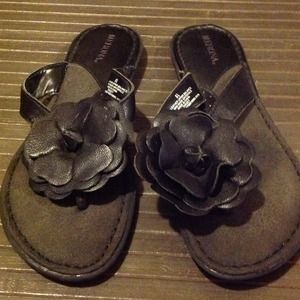 Black leather sandals