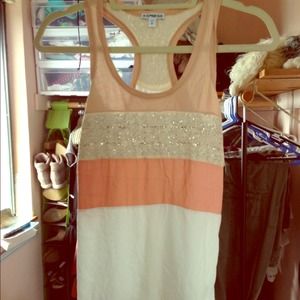 Express sparkle and lace and cheffon tank