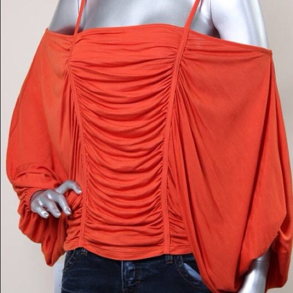 Skinny strap off the shoulder top