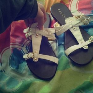 Pesáro brown, white and gold sandals