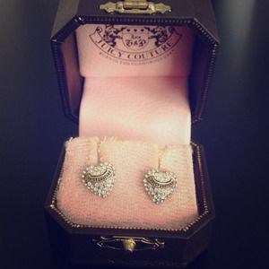 Juicy Couture pave heart stud earrings