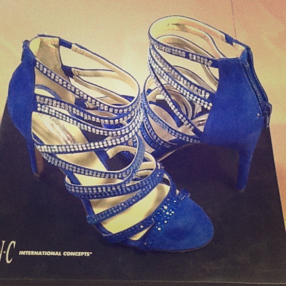 New INC Blue Glam Heels