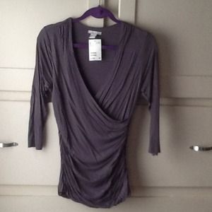 Faux-Wrap Top with Ruched Detail