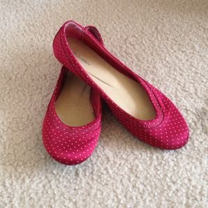 Old Navy flats, 7, dark red w/ white polka dots