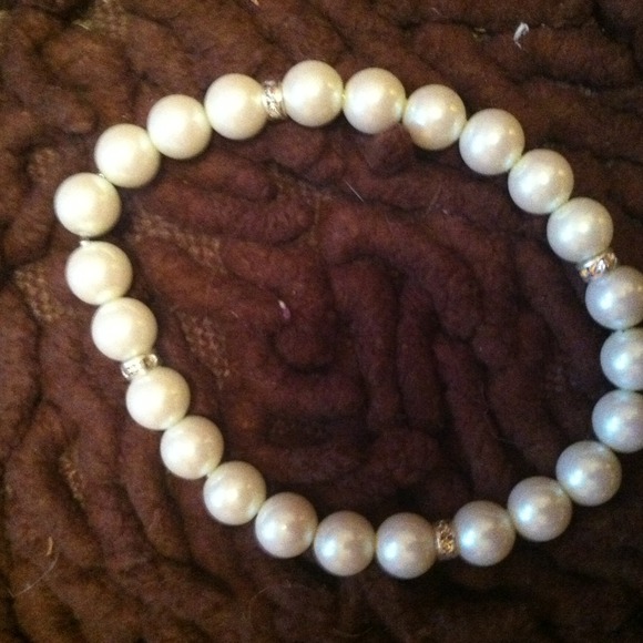 Pearl bracelet with diamond clusters - Picture 1 of 1