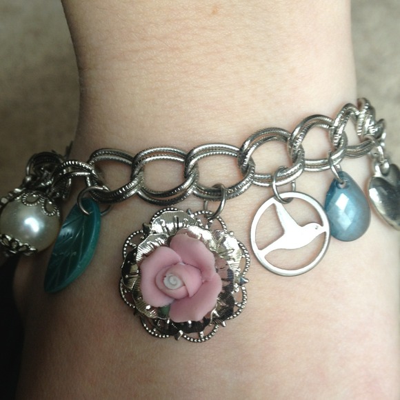 Reduced price❗Pink and teal charm bracelet - Picture 2 of 3