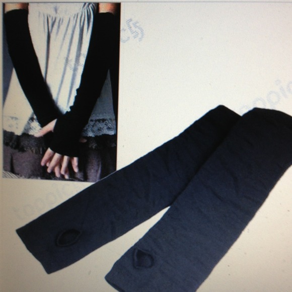 Long black fingerless gloves...elbow length